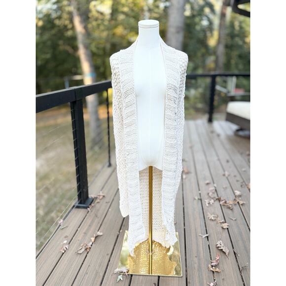 AllSaints Cure Cardigan Ivory Hand-Knit Long Open Front Sweater Women’s 12 - Picture 7 of 8